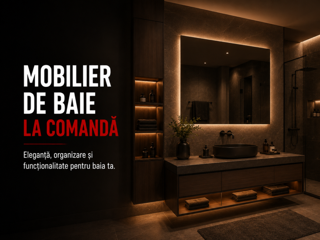 Mobilier de baie alb cu lavoar integrat și oglindă cu dulăpior, Ventana Home Concept