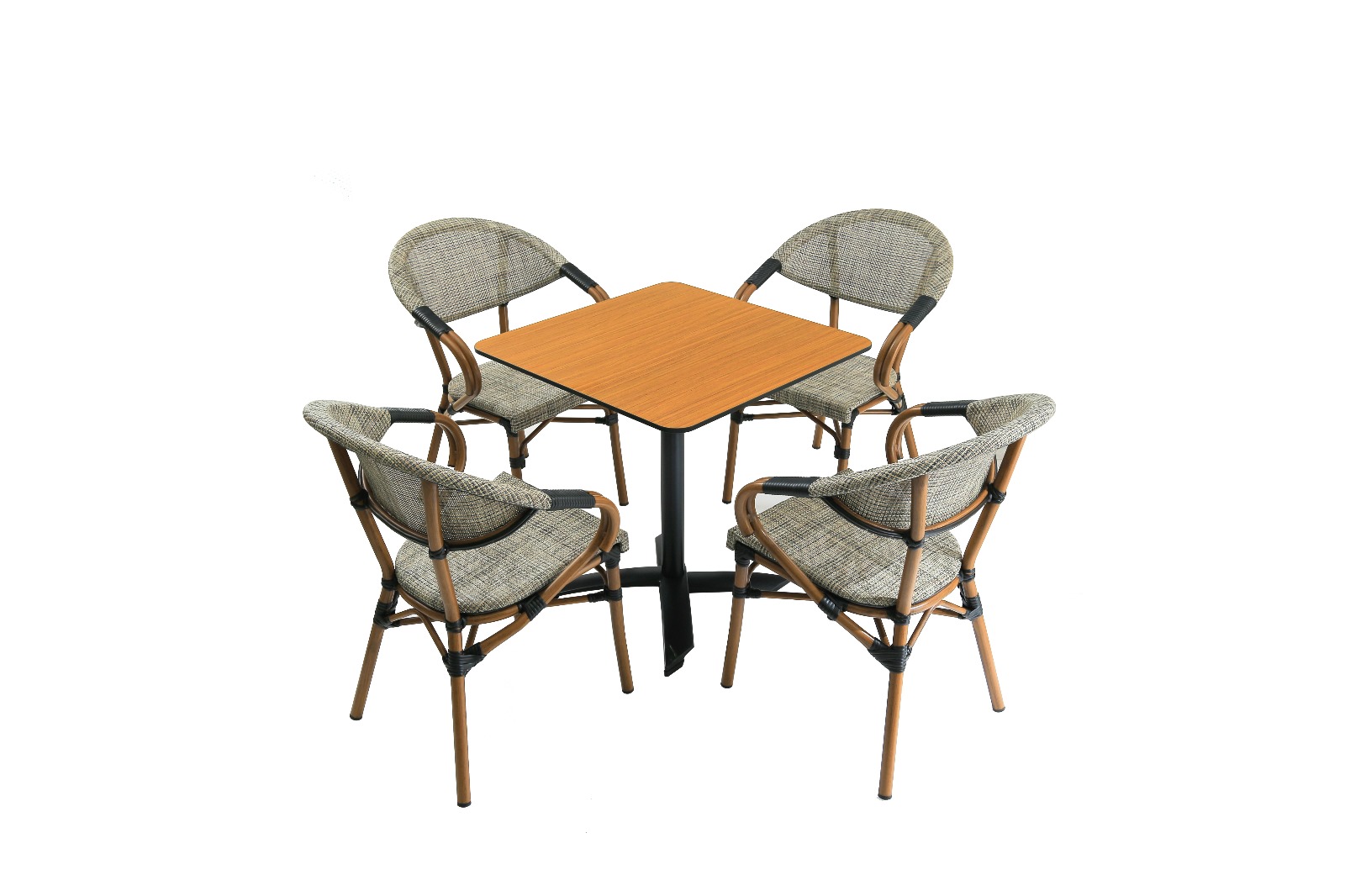 Set 4 scaune textilina gri model premium+ masa rabatabila HPL 12mm