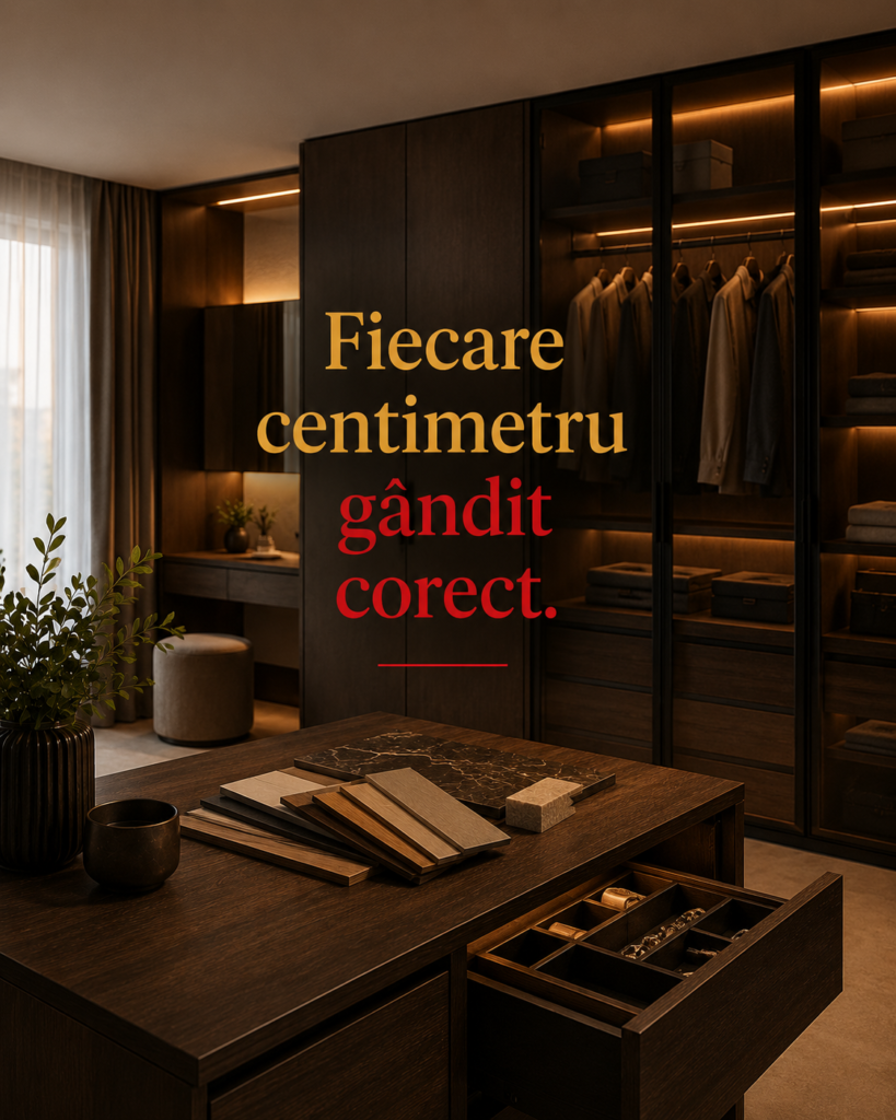 Dressing și mobilier la comandă proiectate corect pentru organizare eficientă și utilizarea optimă a spațiului