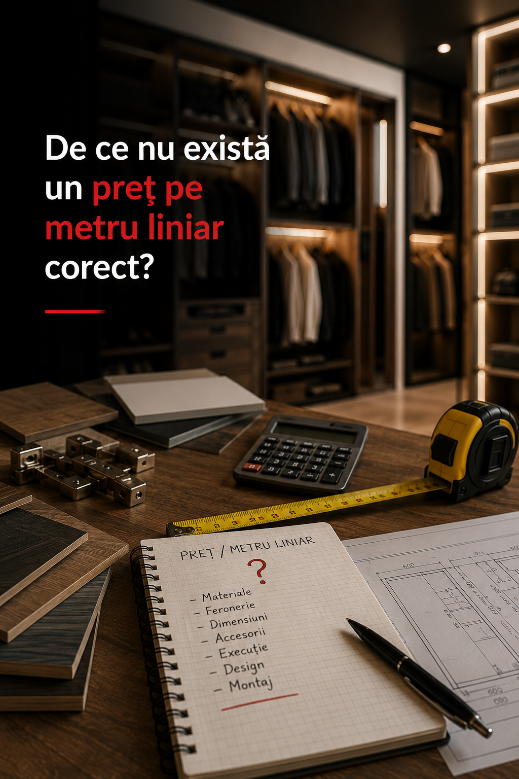 De ce nu există un preț corect pe metru liniar pentru mobila la comandă – materiale, feronerie și proiectare