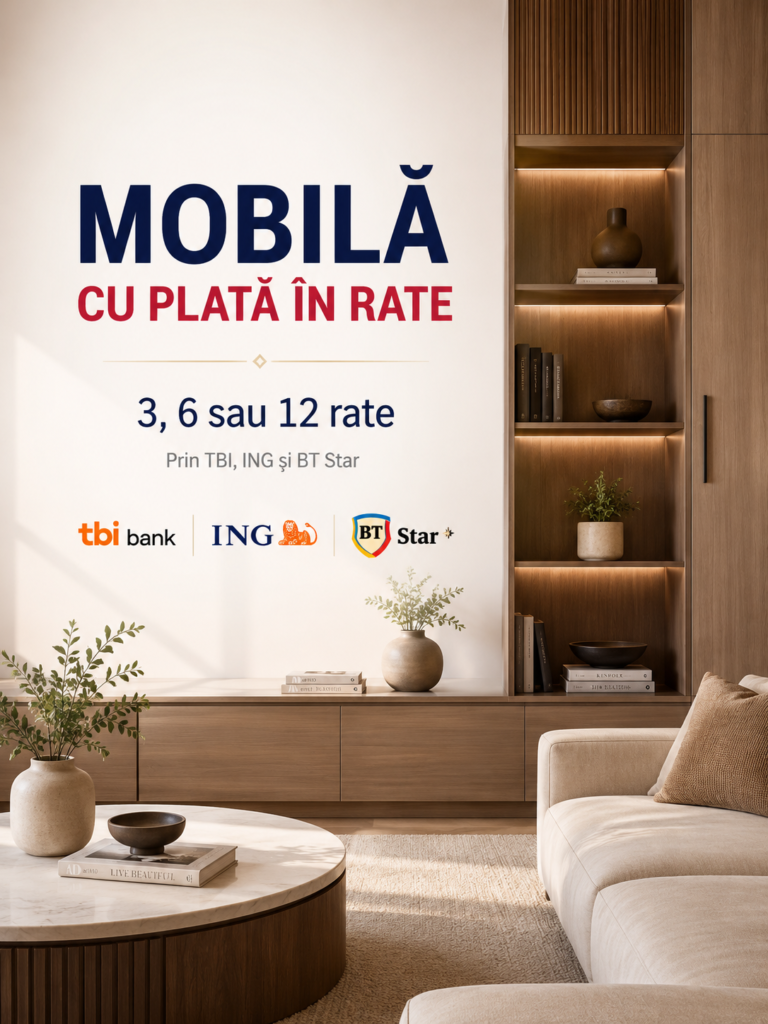 Mobilă la comandă în rate în Iași – bucătărie modernă realizată de Ventana Home Concept, disponibilă în 3, 6 și 12 rate cu cardurile de cumpărături