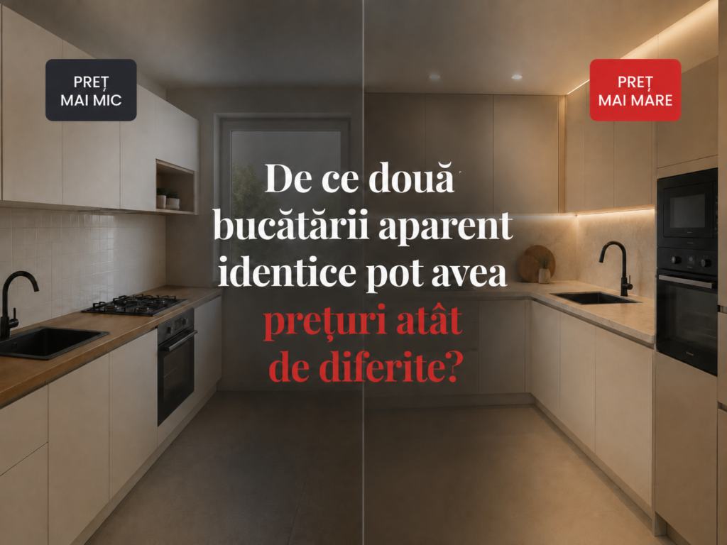 Două bucătării aparent identice cu prețuri diferite